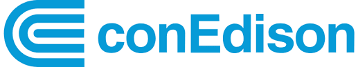 Con Edison Logo: Text in bright blue