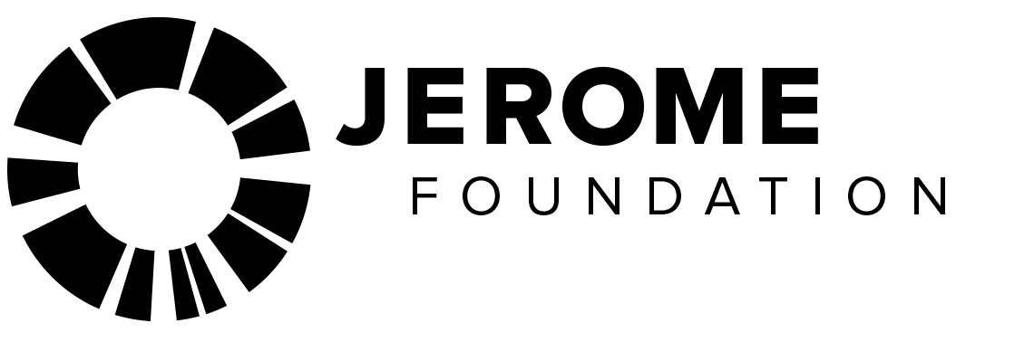 Black circle with cut outs; Jerome in large all caps font, and Foundation in all caps in thinner font.